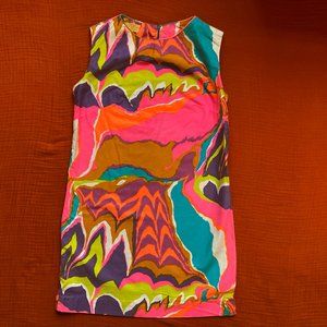 psychedelic Vintage Hawaiian patterned above the knee dress mini dress, 60s, 70s